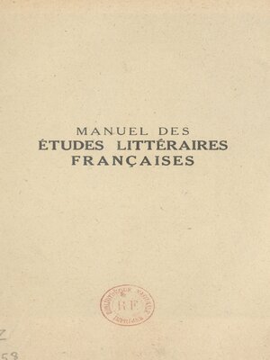 cover image of Manuel des études littéraires françaises (3)